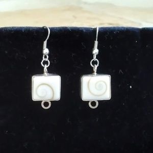 NEW - Square Genuine Shiva Shell Earrings